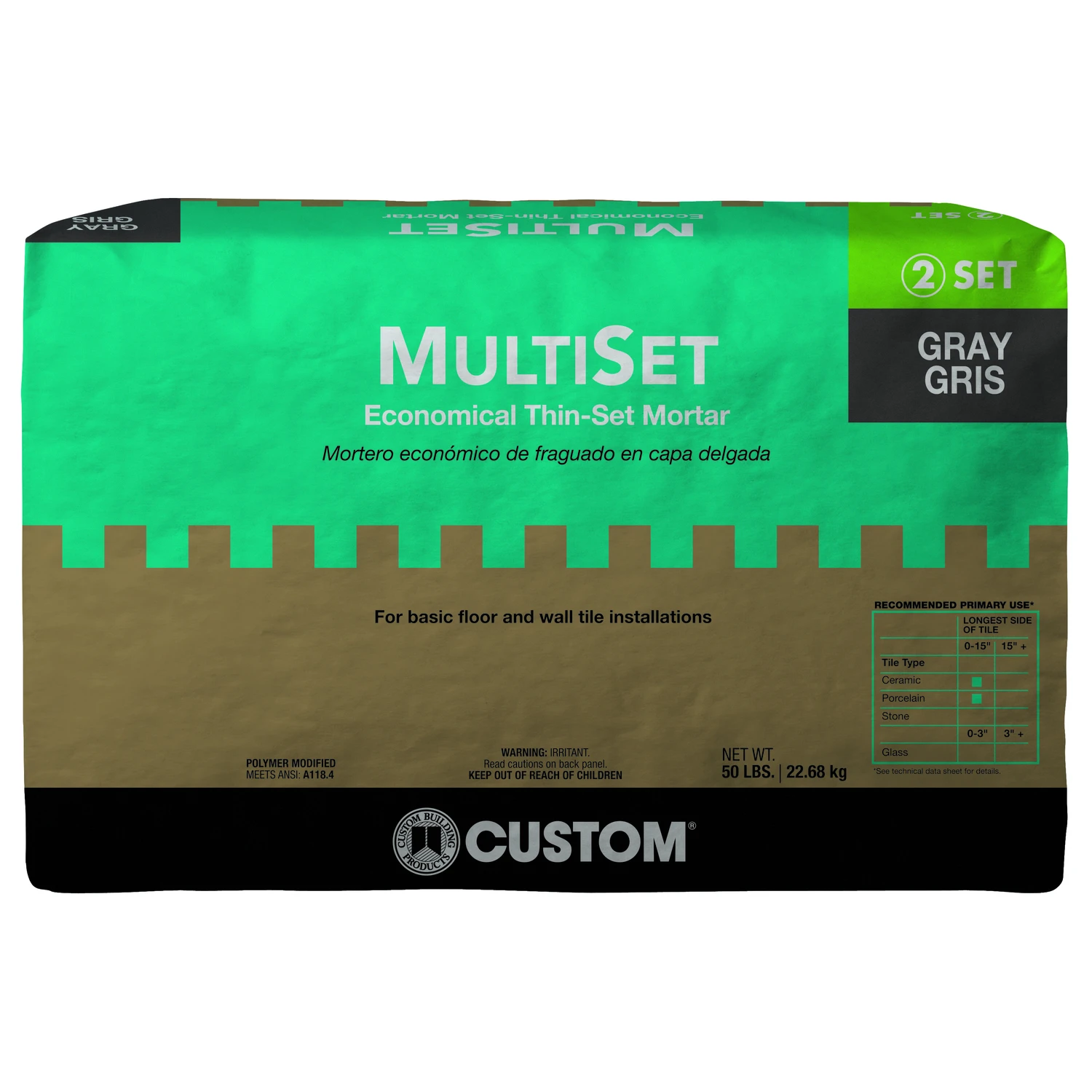 Multiset 50 Lb. Gray Modified Thin-set Mortar For Tile Installations