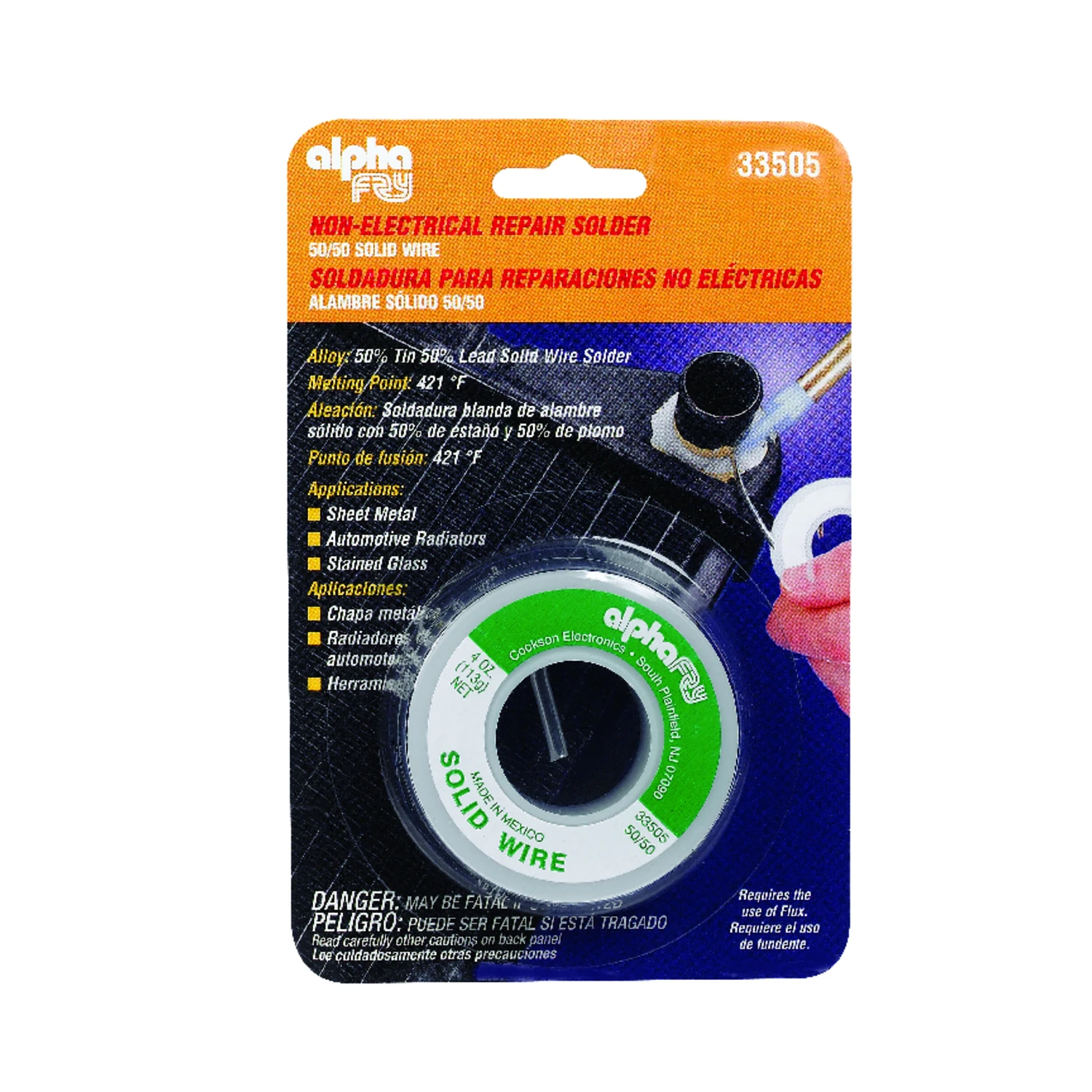 Alpha Fry 4 Oz Repair Solder 0.125 In. Diameter Tin/lead 50/50 Solid Wire
