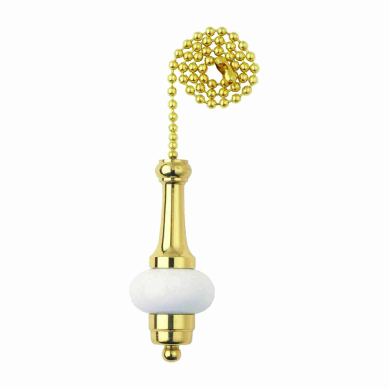 12-inch Brass And White Ceramic Ceiling Fan Pull Chain - Model 77095