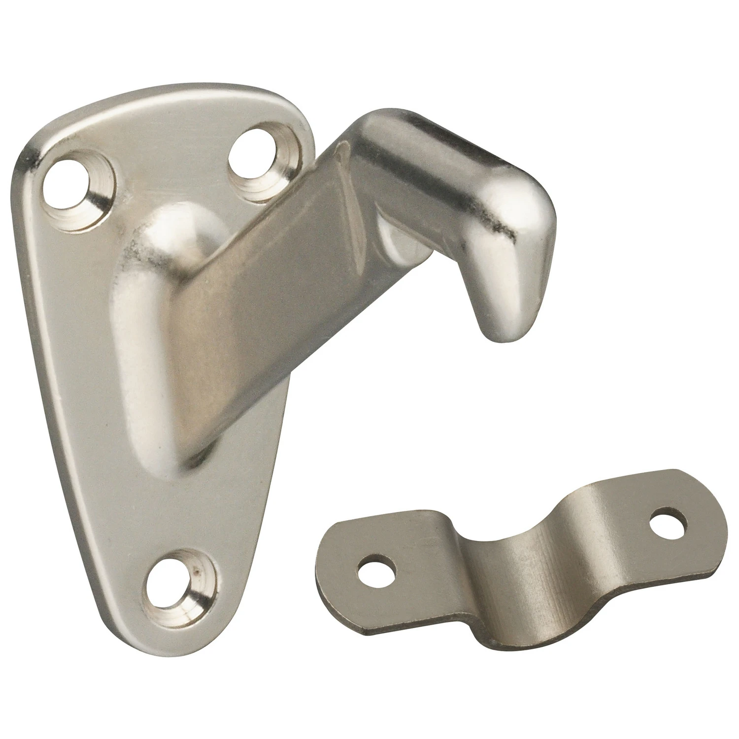 2 Piece Heavy Duty Handrail Bracket in Satin Nickel Finish