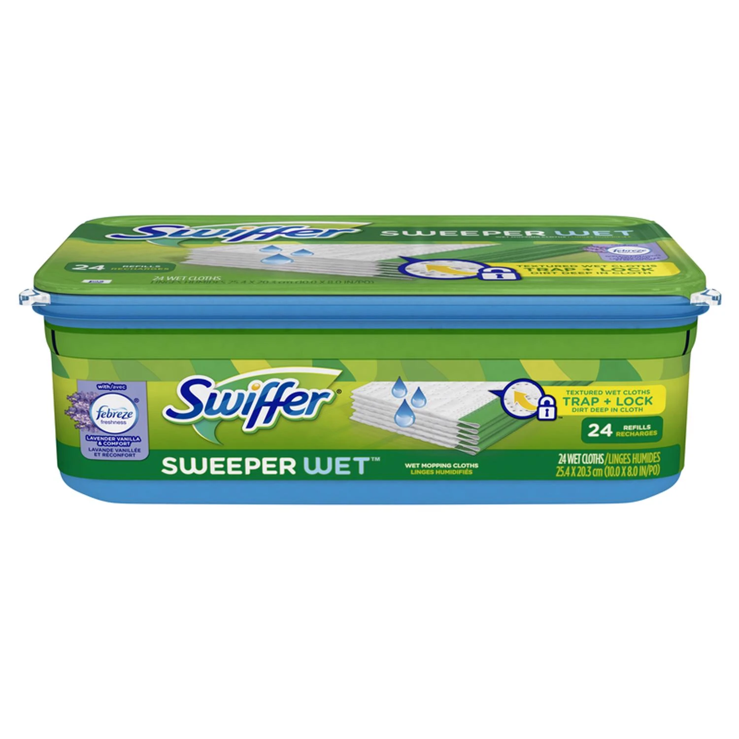 Sweeper Wet Mopping Floor Cleaning Cloths, Febreze Lavender, 24-Ct.