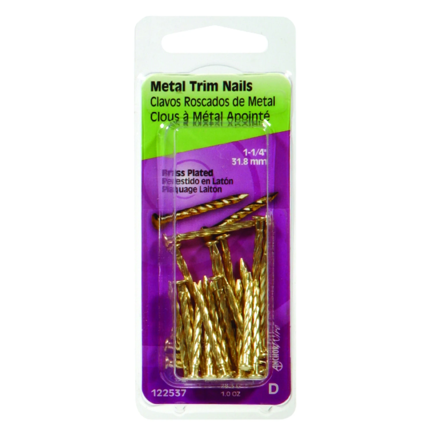 Brass-Plated Metal Trim Nails 1.25 Inch Length 1 Ounce Pack