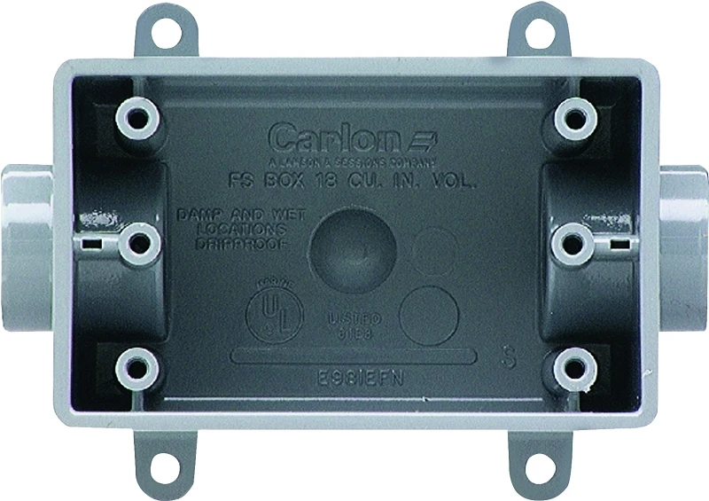 1-gang Pvc Molded Non-metallic Dead-end Termination Wall Box, 1/2 In. Outlet