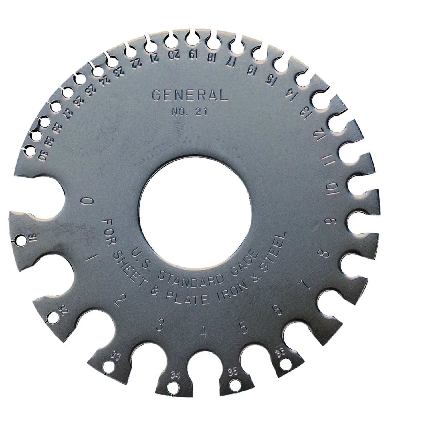 21 Sheet Metal Gauge, 0 To 36 In, Steel, 3-1/4 In Dia