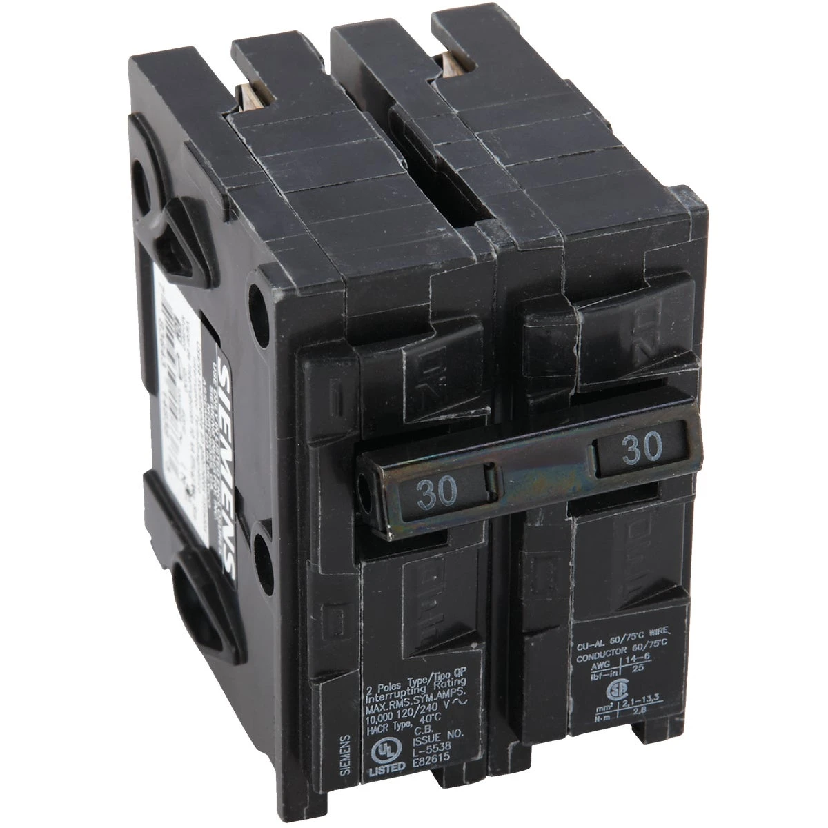 30 Amp Double Pole Circuit Breaker for Residential Electrical Panels