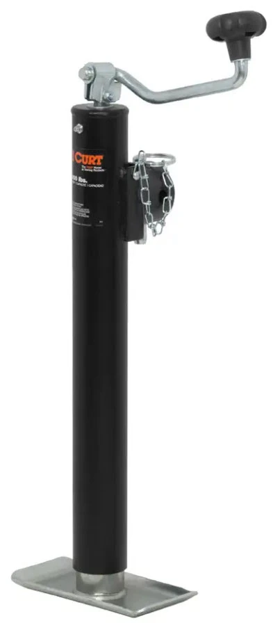 Pipe-mount Swivel Trailer Jack, 2000 Lb Capacity, 15 In Travel, Topwind