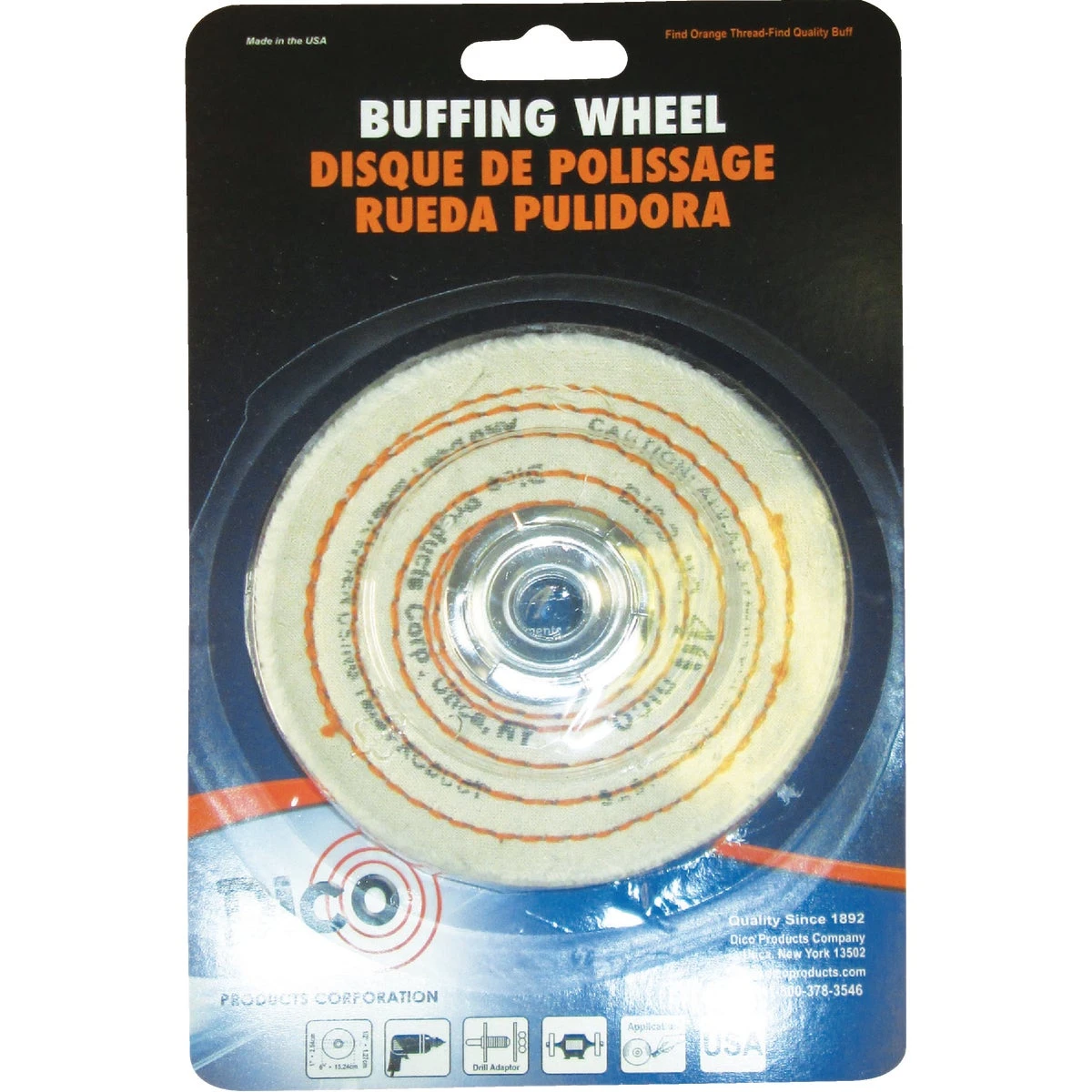 4 In. X 1/2 In. Spiral Sewn Buffing Wheel - Model 527-40-4