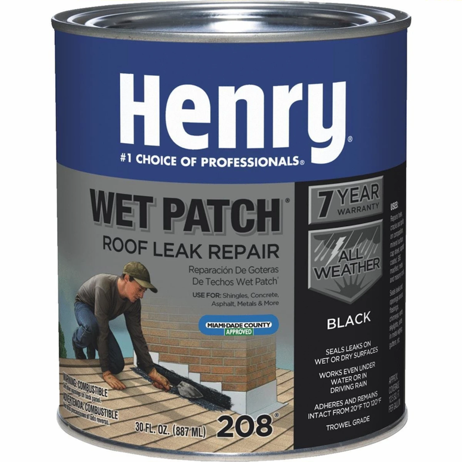 208 Wet Patch 30 Oz. Roof Cement And Patching Sealant - All-weather Repair