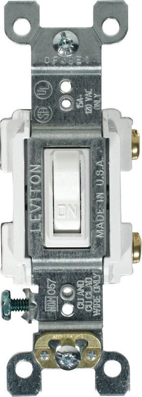 Leviton Framed 15 amps Toggle Switch White 1 pk