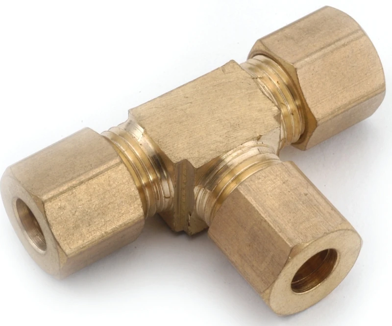 Pipe Fitting, Compression Tee, Lead Free Brass, 1/2 In.