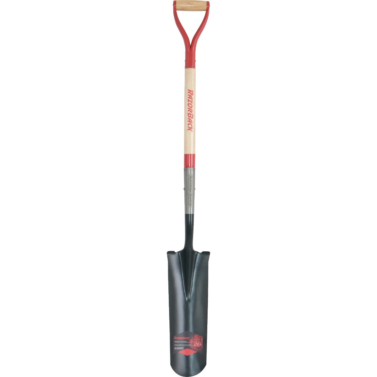 30 In. Wood D-handle Round Point Drain Spade With Steel Blade