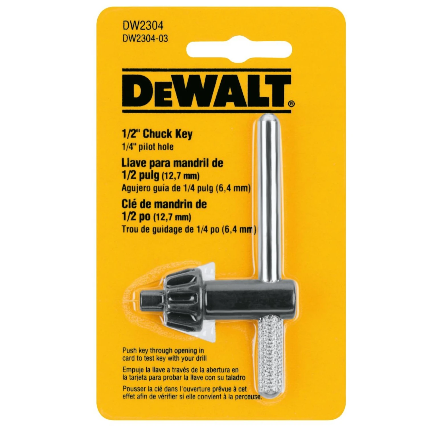 Dw2304 1/2 Inch Chuck Key With 1/4 Inch Pilot - T-handle Steel