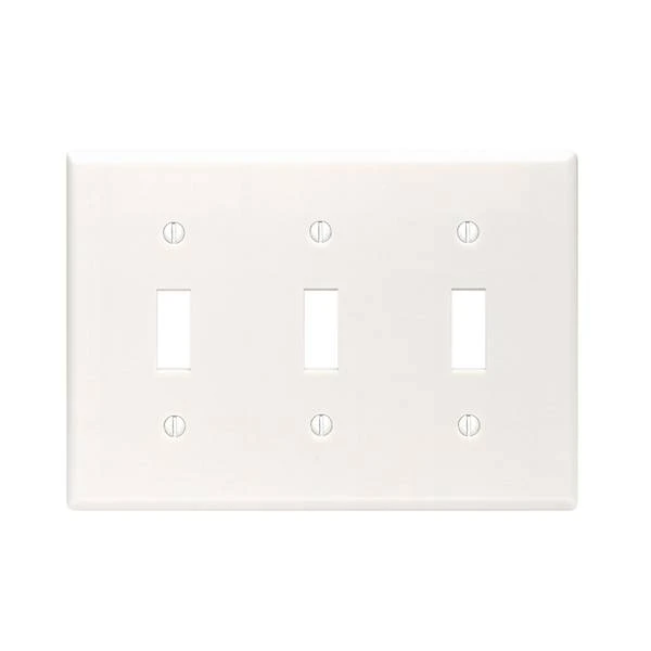 Leviton 3-Gang Plastic Toggle Switch Wall Plate, White