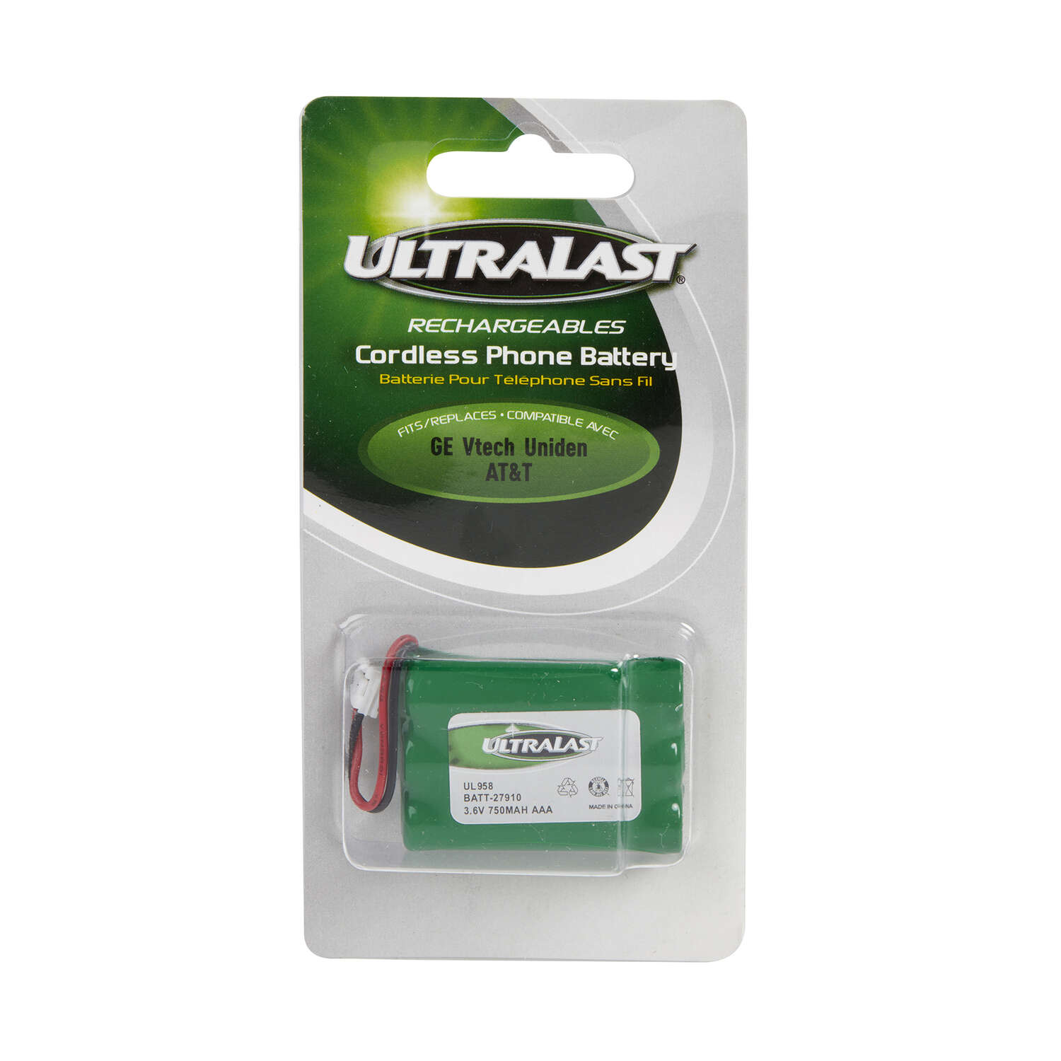 UltraLast NiMH AAA 3.6 V 0.75 mAh Cordless Phone Battery BATT-27910 1 pk