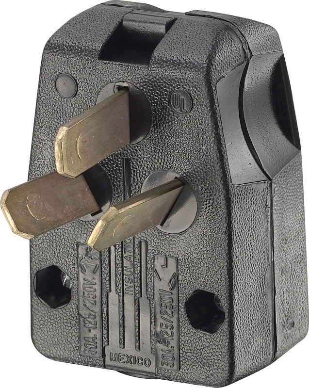 30/50 Amp 3-pole Angle Plug Nema 10-30p/10-50p, 14-6 Awg, Black