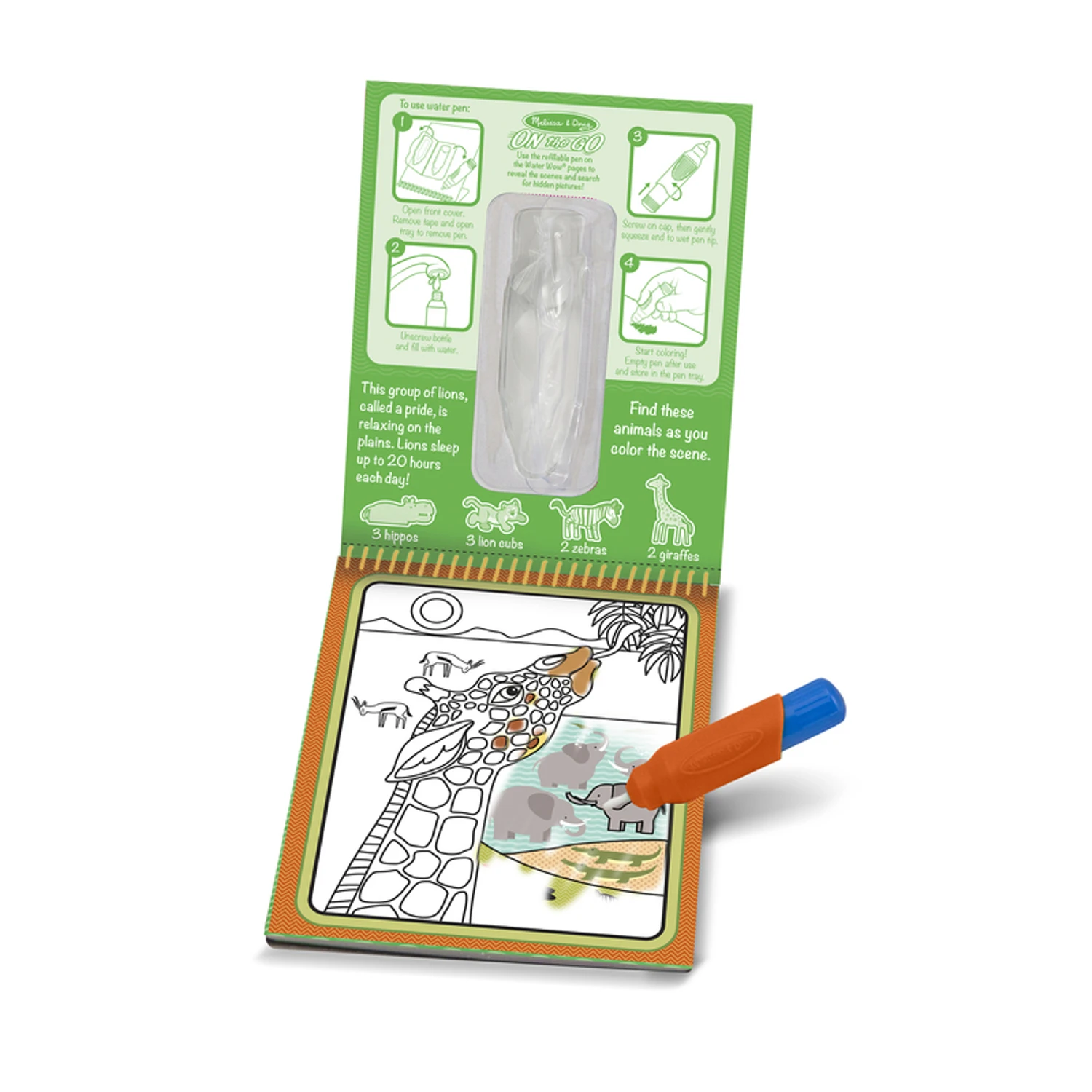 Safari Water Reveal Pad 2 Pieces - No-mess Painting For Kids