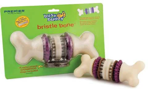 Busy Buddy Bristle Bone Dog Toy - Large Size With Nylon Bristles