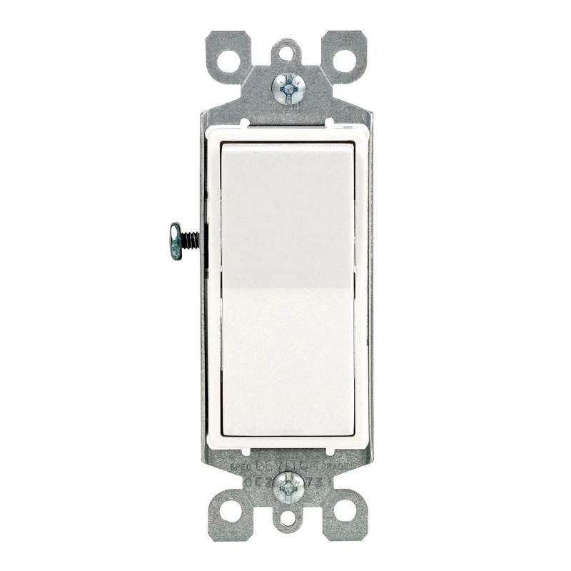 Leviton Decora Residential Grade 15 Amp Rocker Single Pole Switch, White