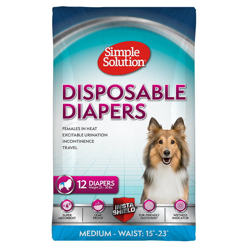 Simple Solution DISPOSABLE Doggie Diapers - Medium