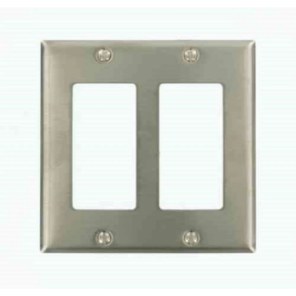 2-Gang Decora Wall Plate, Stainless Steel