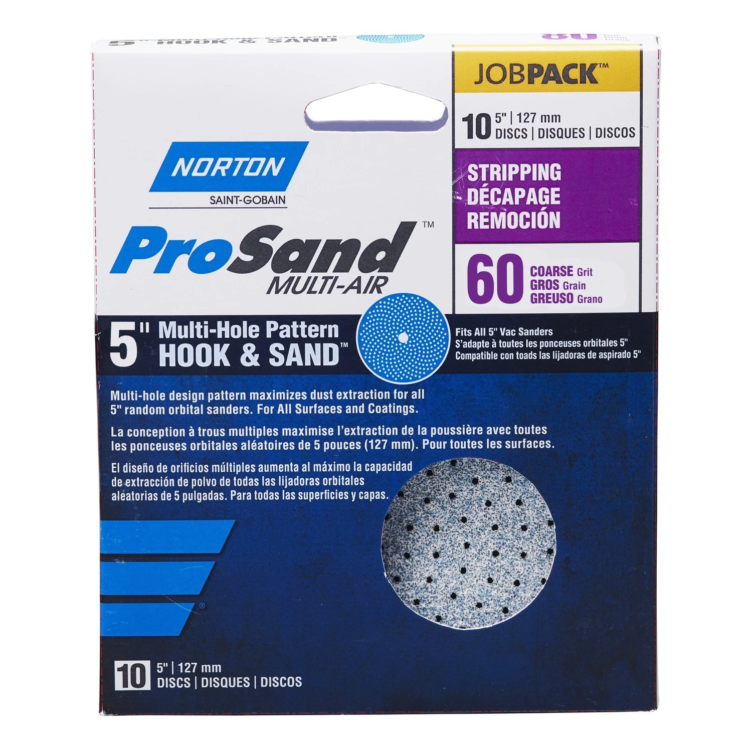 Norton ProSand 5 in. Zirconia Alumina Hook and Loop H831 Sanding Disc 60 Grit Coarse 10 pk