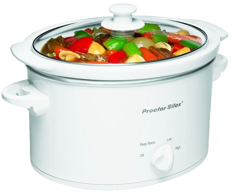 33275 3 Quart Oval Slow Cooker, 120 V, 155 W, Removable Stoneware, White