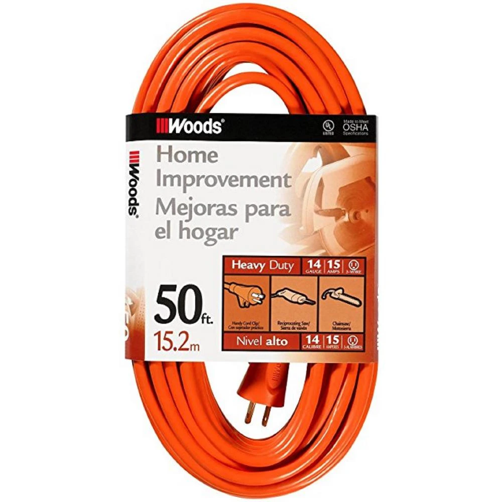 50 Ft. 14/3 Sjtw Orange Medium-duty Outdoor Extension Cord