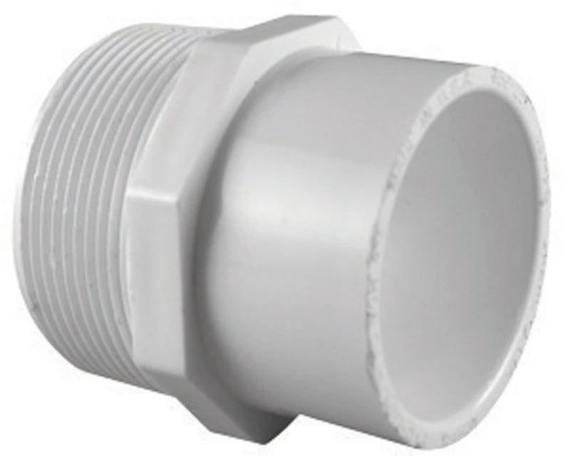 Schedule 40 Pipe Adapter, Reducing, Slip x MPT, White, 3/4 In. x 1/2 In.