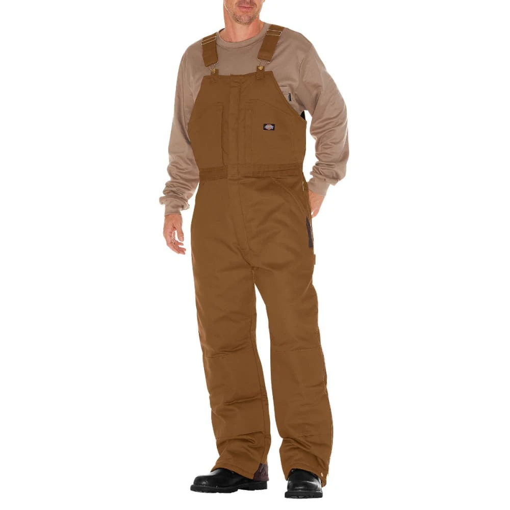 Men's Extra Large Tall Fit Brown Duck Insulated Bib Overalls