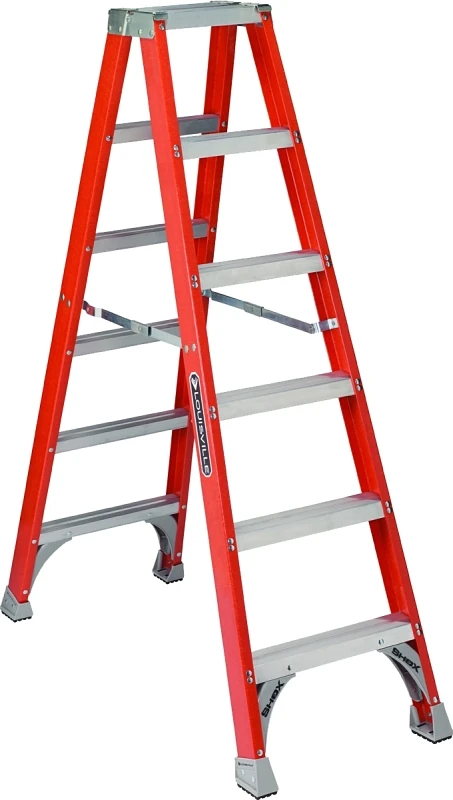 6-Foot Fiberglass Twin Ladder Type IA with 300-Pound Duty Rating