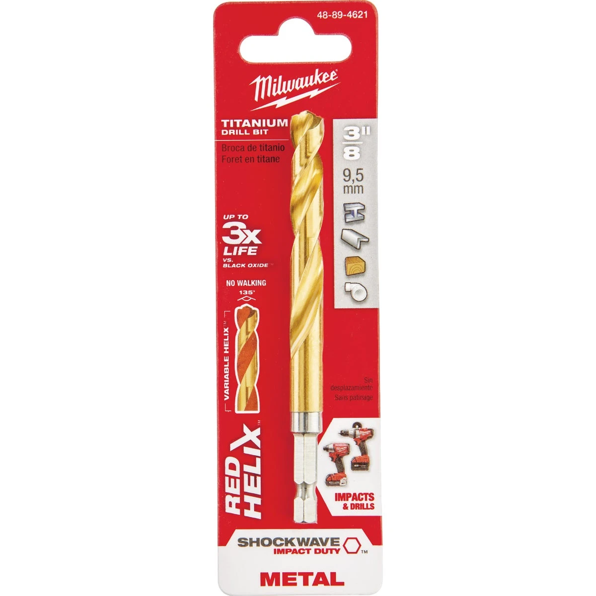 Shockwave 3/8 In. Titanium Hex Shank Drill Bit - Model 48-89-4621