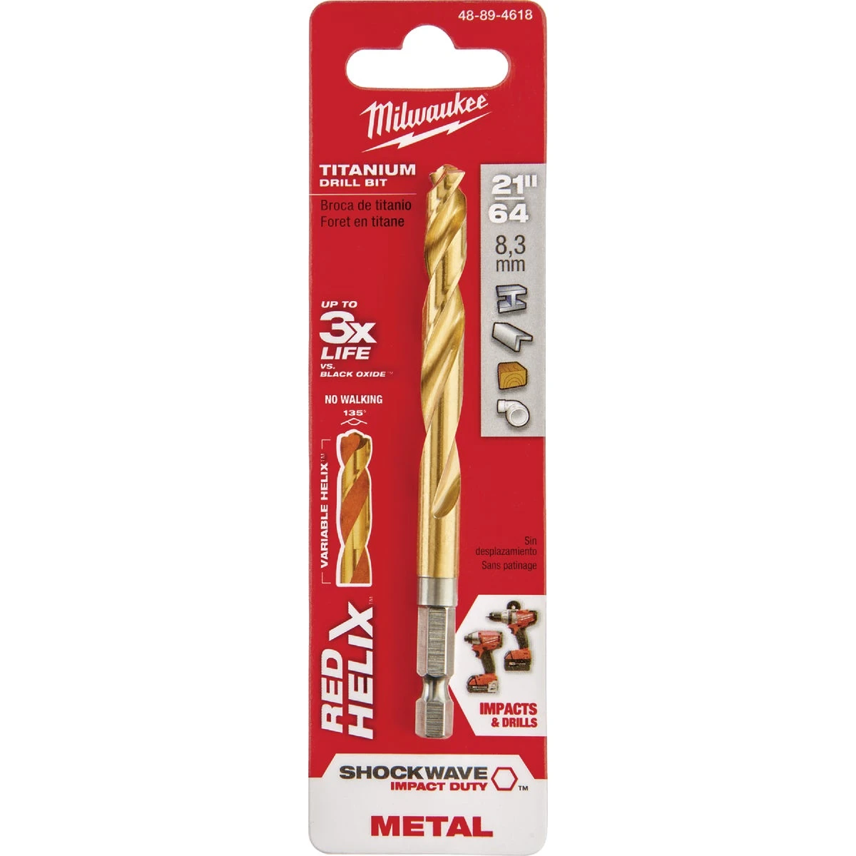 Shockwave Impact Duty 21/64 In. Titanium Hex Shank Drill Bit 4.49 In. Length