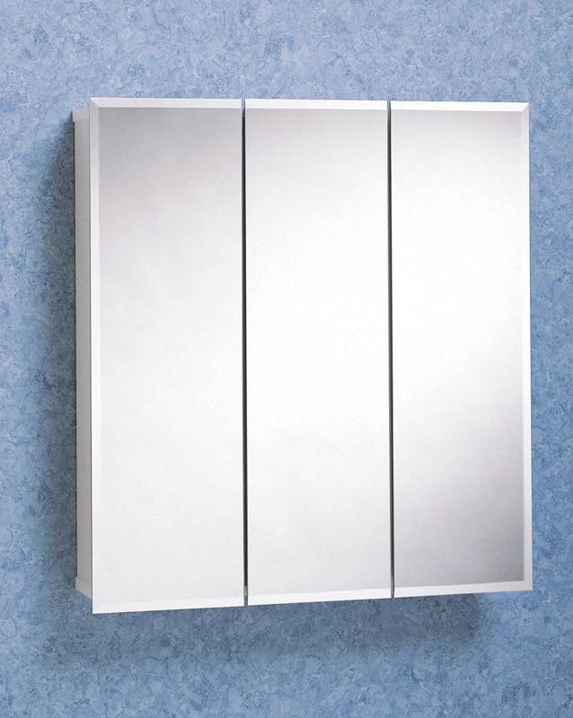 Frameless Tri-View Mirror Medicine Cabinet, 36 Inch Wide, Wall Mounted