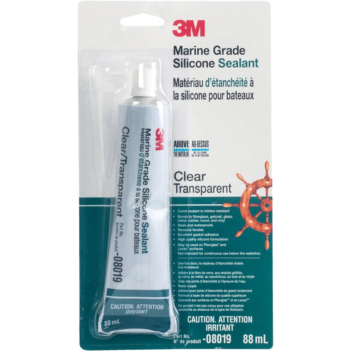 3 Oz. Clear Marine Grade Mildew-resistant Silicone Sealant 08019