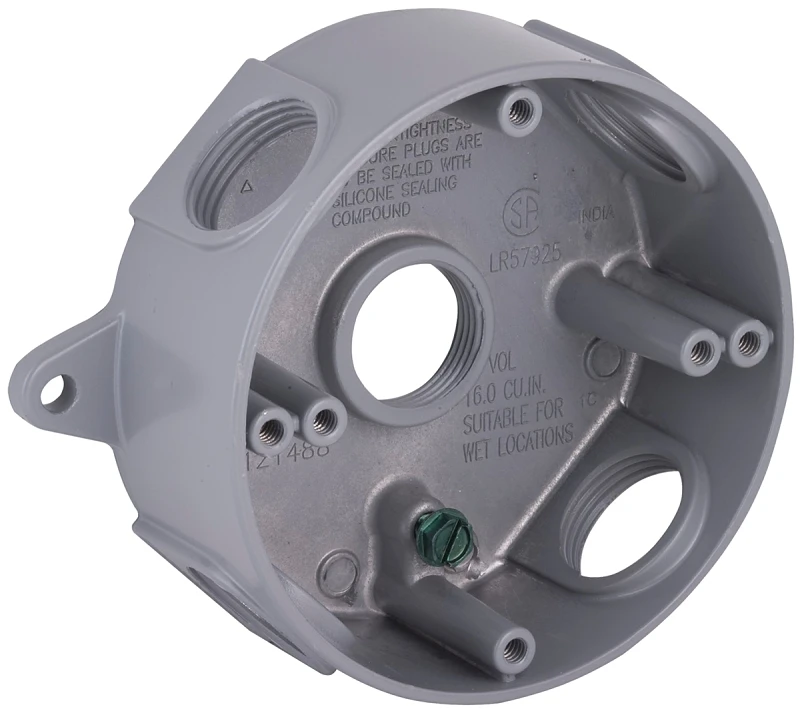 4 In. 5-outlet Gray Aluminum Weatherproof Electrical Box 5372-0