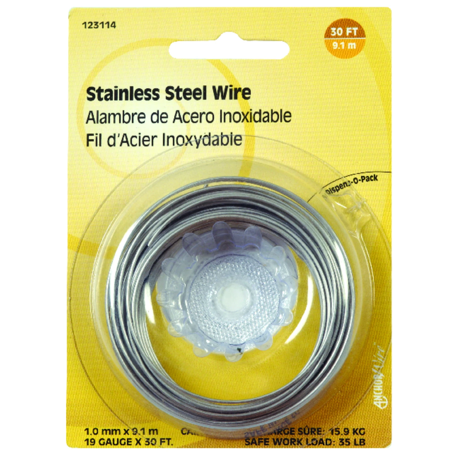 19-Gauge Stainless Steel Wire, 30 Feet Length, Durable and Corrosion Resistant