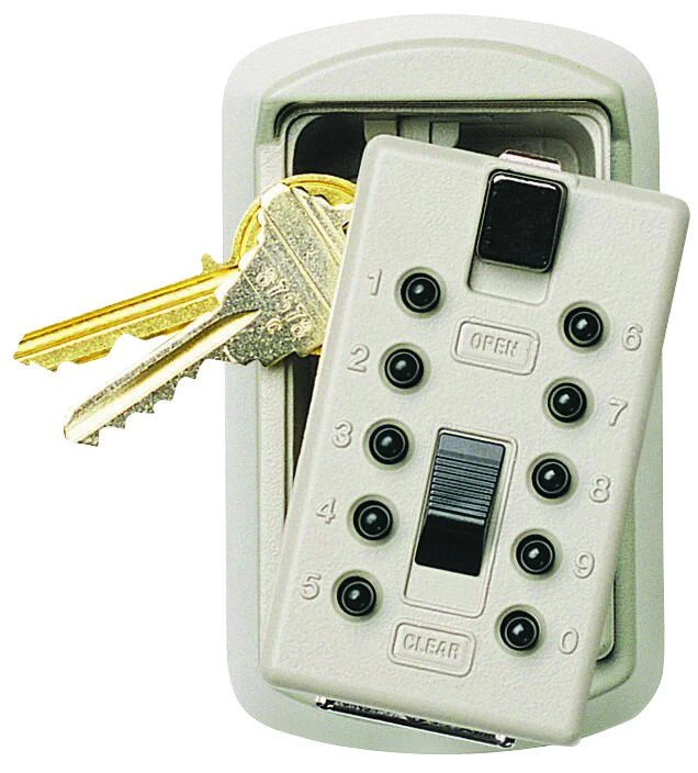 001004 Slimline Key Safe With Pushbutton Combination Lock, Steel, 2-1/4 In W X 1-3/4 In D X 3-3/4 In H