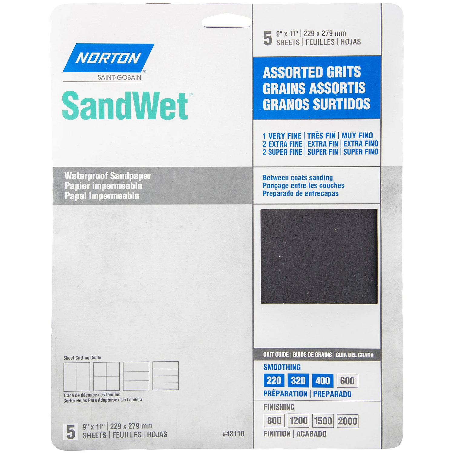 Wet Sanding Sheets, Assorted Grit, 9 x 11 In., 5-Pk.