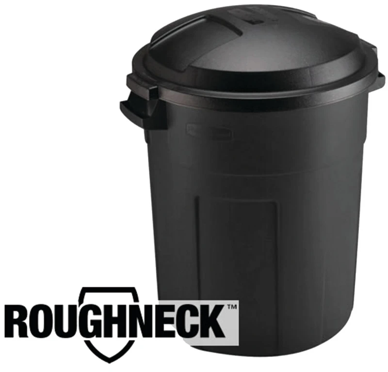 Roughneck 20 Gal. Black Round Trash Can with Lid