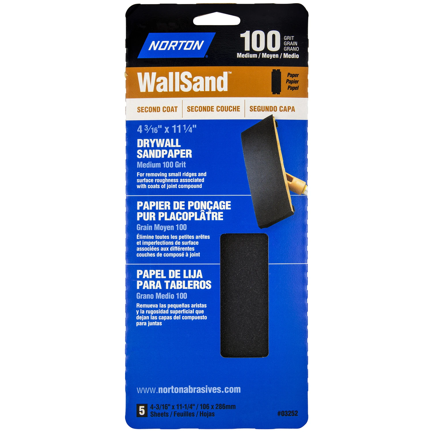 Wallsand 11-1/4 In L X 4-3/16 In W 100 Grit Sandpaper 5 Pk