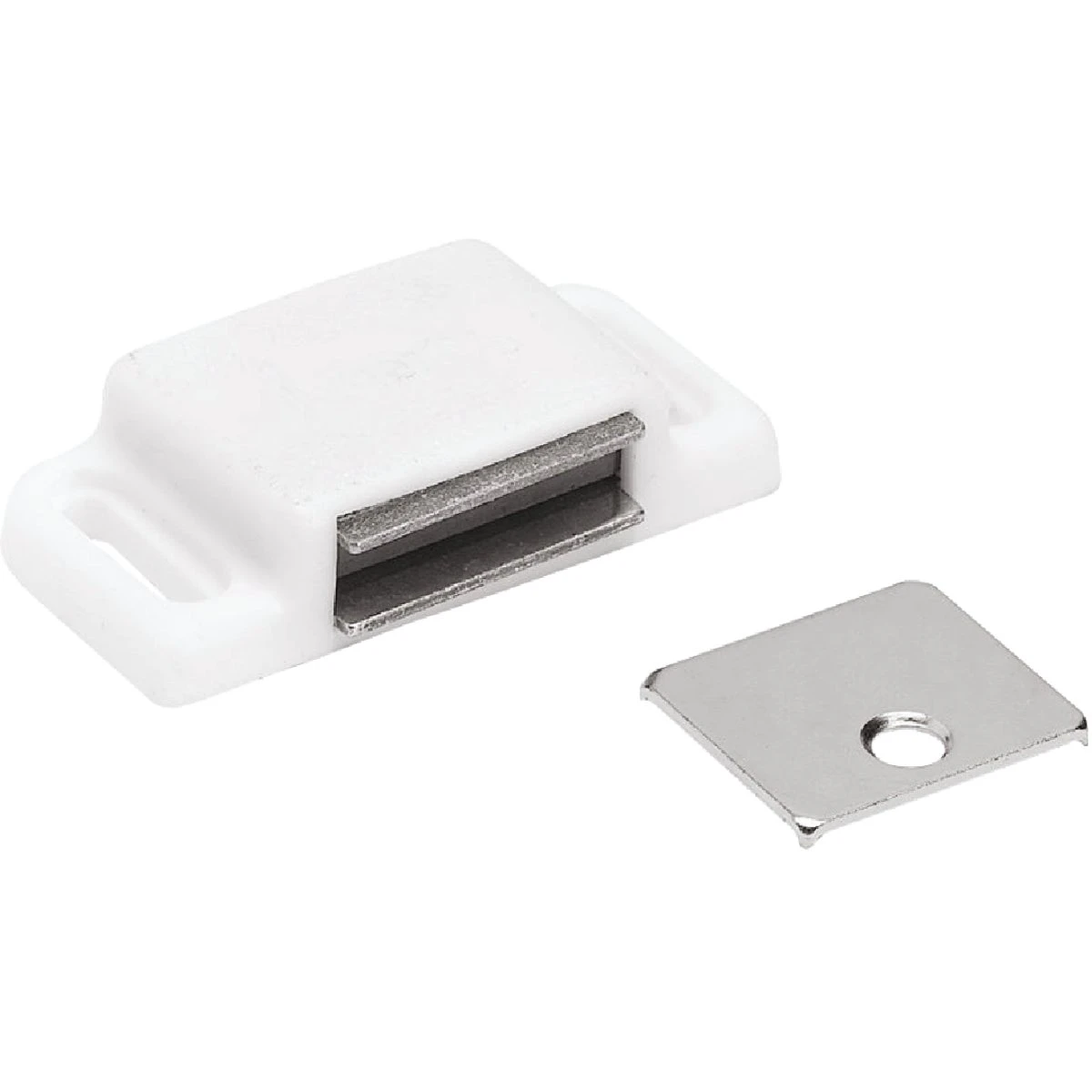 Magnetic Cabinet Catch With Strike, White, 2-Pk.