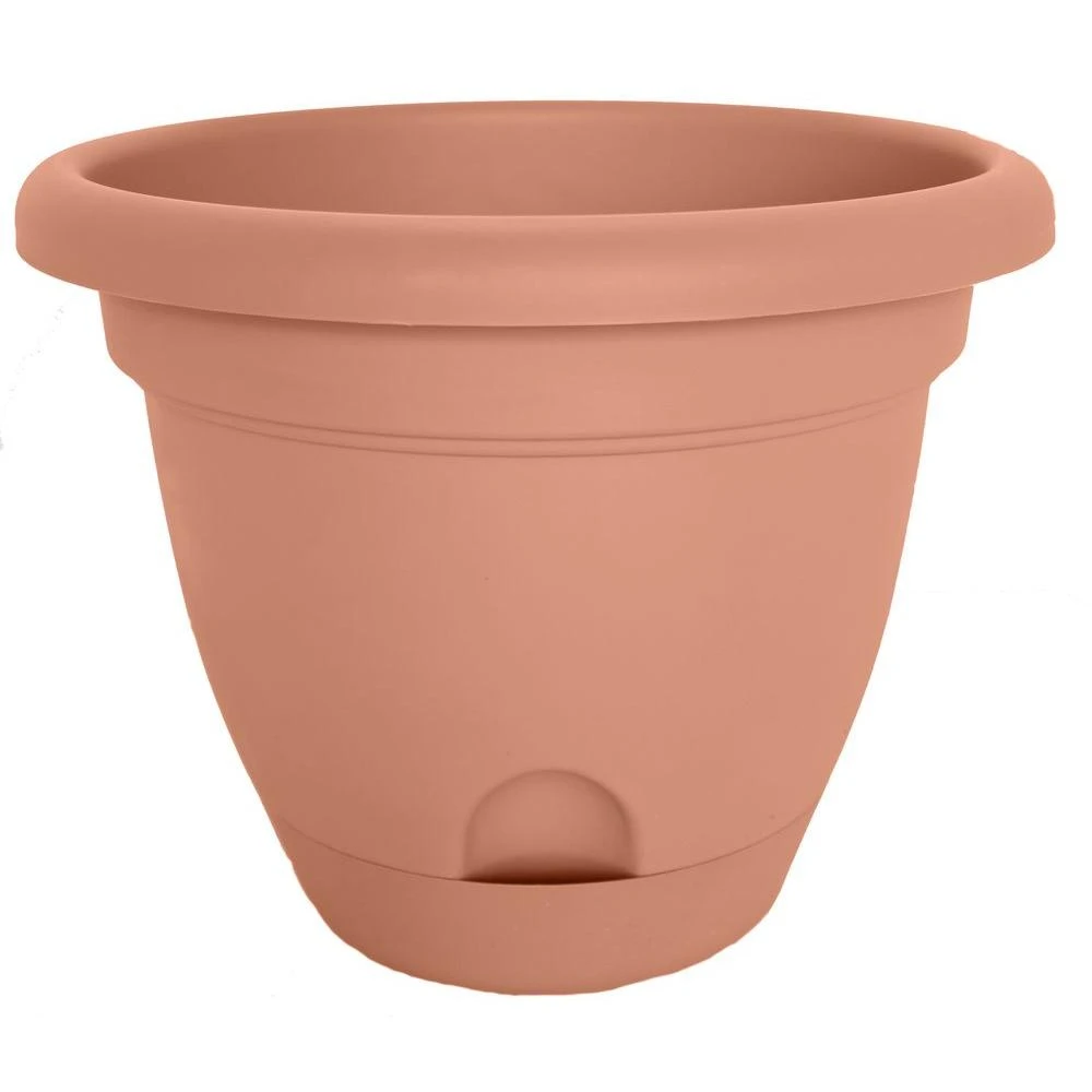 Lucca Self-Watering Plastic Planter in Terra Cotta Color, 16 Inches Diameter