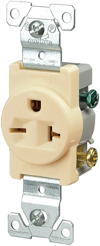1876v-box Commercial Grade Single Receptacle, 20 Amp, 250 Volt, Ivory