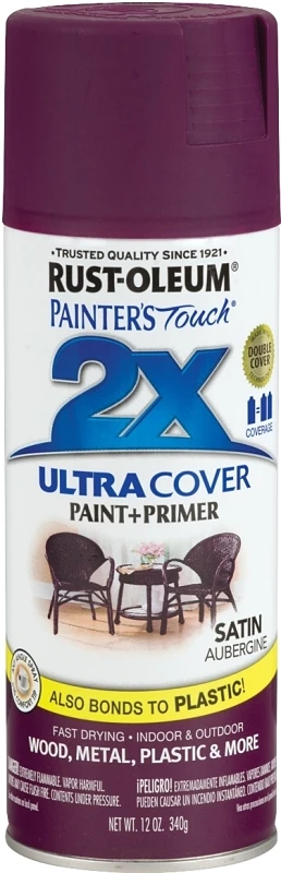 Painter's Touch 2X Satin Aubergine Spray Paint 12 Ounce Can