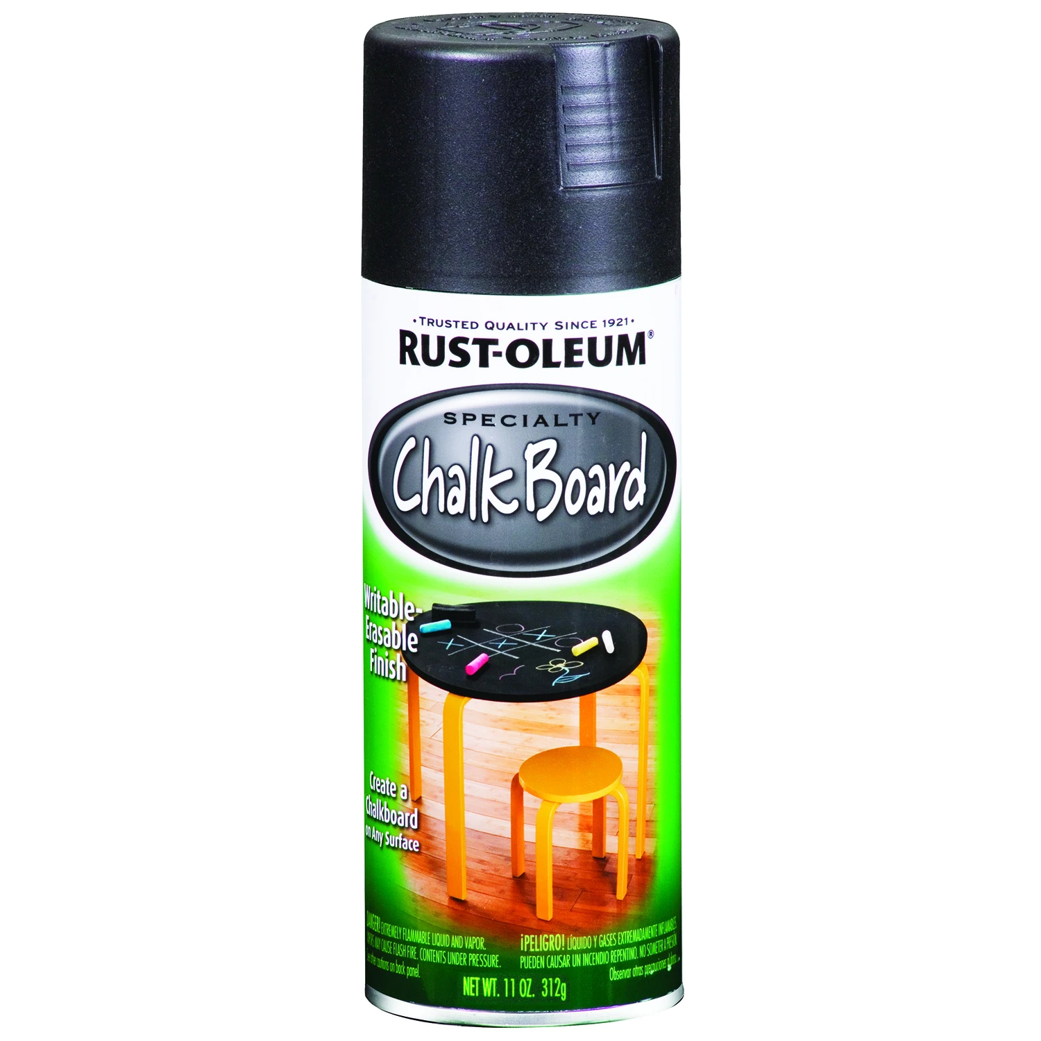 11 Oz. Black Erasable Chalkboard Spray Paint - Versatile Finish