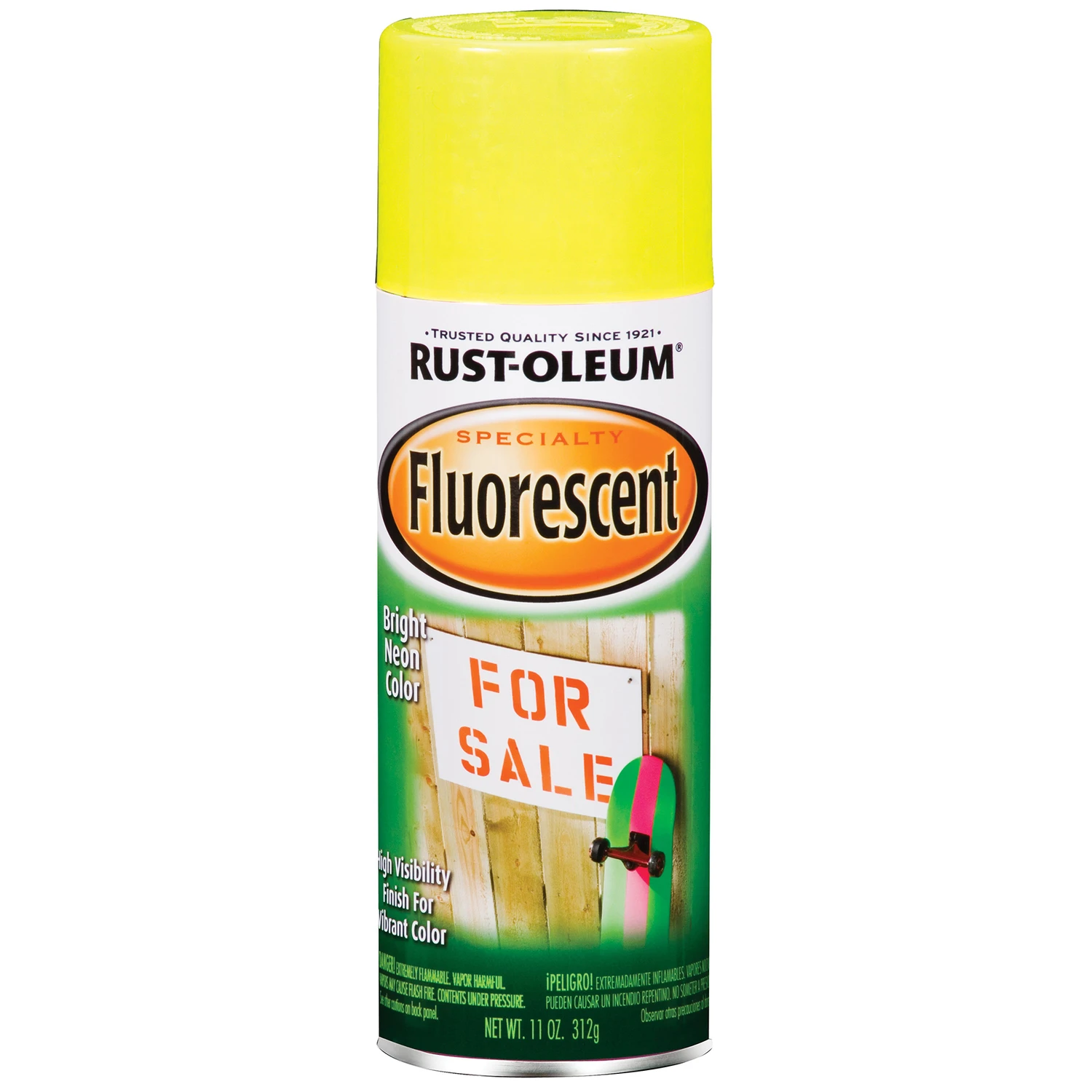 11 Oz. Gloss Fluorescent Yellow Spray Paint - High Visibility Finish