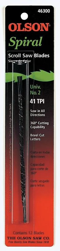 Olson 41TPI Spiral Plain End Scroll Saw Blade (12 Count)