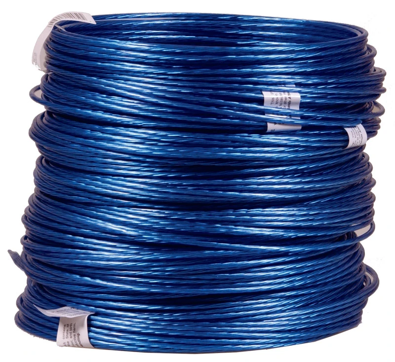 5-Strand Galvanized Steel Guy Wire, Blue, Plastic-Coated, 19 Gauge, 50-Ft.