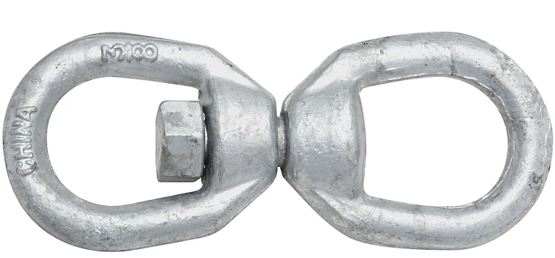 Swivel Open Round Eye Connecting Link, Galvanized Steel, 3/8 Inch Diameter