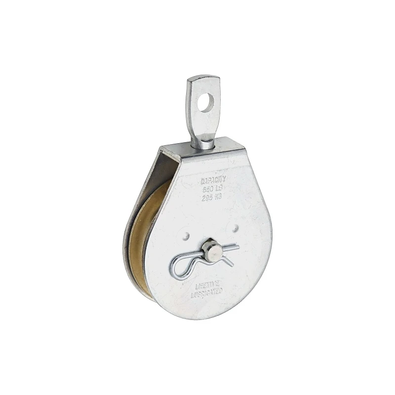 3 In. O.d. Single Swivel Eye Steel Rope Pulley, 650 Lb Capacity